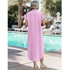 Zeagoo Womens Dresses Casual Summer Short Sleeve Button Down Long Shirt Dresses Swimsuit Beach Cover Ups with Pockets(Pink Stripe)