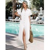 Zeagoo Womens Dresses Casual Summer Short Sleeve Button Down Long Shirt Dresses Swimsuit Beach Cover Ups with Pockets(White)