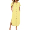 Zeagoo Womens Dresses Casual Summer Short Sleeve Button Down Long Shirt Dresses Swimsuit Beach Cover Ups with Pockets(Yellow Stripe)