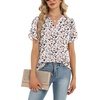Zeagoo Womens Dressy Casual Chffon Shirts Short Sleeve V Neck Work Blouse(Beige Print)