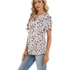 Zeagoo Womens Dressy Casual Chffon Shirts Short Sleeve V Neck Work Blouse(Beige Print)