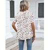 Zeagoo Womens Dressy Casual Chffon Shirts Short Sleeve V Neck Work Blouse(Beige Print)
