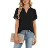 Zeagoo Womens Dressy Casual Chffon Shirts Short Sleeve V Neck Work Blouse(Black)