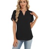 Zeagoo Womens Dressy Casual Chffon Shirts Short Sleeve V Neck Work Blouse(Black)