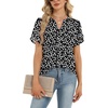 Zeagoo Womens Dressy Casual Chffon Shirts Short Sleeve V Neck Work Blouse(Black Floral)