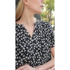 Zeagoo Womens Dressy Casual Chffon Shirts Short Sleeve V Neck Work Blouse(Black Floral)
