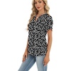 Zeagoo Womens Dressy Casual Chffon Shirts Short Sleeve V Neck Work Blouse(Black Floral)