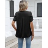 Zeagoo Womens Dressy Casual Chffon Shirts Short Sleeve V Neck Work Blouse(Black Polka Dots)