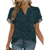 Zeagoo Womens Dressy Casual Chffon Shirts Short Sleeve V Neck Work Blouse(Dark Green Floral)