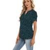 Zeagoo Womens Dressy Casual Chffon Shirts Short Sleeve V Neck Work Blouse(Dark Green Floral)
