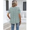 Zeagoo Womens Dressy Casual Chffon Shirts Short Sleeve V Neck Work Blouse(Green Floral)