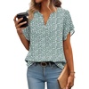 Zeagoo Womens Dressy Casual Chffon Shirts Short Sleeve V Neck Work Blouse(Green Floral)