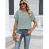 Zeagoo Womens Dressy Casual Chffon Shirts Short Sleeve V Neck Work Blouse(Green Floral)