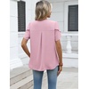 Zeagoo Womens Dressy Casual Chffon Shirts Short Sleeve V Neck Work Blouse(Light Pink)