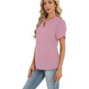 Zeagoo Womens Dressy Casual Chffon Shirts Short Sleeve V Neck Work Blouse(Light Pink)