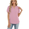 Zeagoo Womens Dressy Casual Chffon Shirts Short Sleeve V Neck Work Blouse(Light Pink)