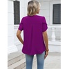 Zeagoo Womens Dressy Casual Chffon Shirts Short Sleeve V Neck Work Blouse(Purple)