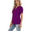 Zeagoo Womens Dressy Casual Chffon Shirts Short Sleeve V Neck Work Blouse(Purple)