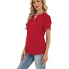 Zeagoo Womens Dressy Casual Chffon Shirts Short Sleeve V Neck Work Blouse(Red)