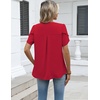 Zeagoo Womens Dressy Casual Chffon Shirts Short Sleeve V Neck Work Blouse(Red)