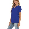 Zeagoo Womens Dressy Casual Chffon Shirts Short Sleeve V Neck Work Blouse(Royal Blue)