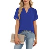Zeagoo Womens Dressy Casual Chffon Shirts Short Sleeve V Neck Work Blouse(Royal Blue)