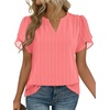 Zeagoo Womens Dressy Casual Chffon Shirts Short Sleeve V Neck Work Blouse(Stripe)