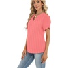 Zeagoo Womens Dressy Casual Chffon Shirts Short Sleeve V Neck Work Blouse(Stripe)