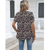 Zeagoo Womens Dressy Casual Chffon Shirts Short Sleeve V Neck Work Blouse(Summer Flower)