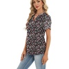 Zeagoo Womens Dressy Casual Chffon Shirts Short Sleeve V Neck Work Blouse(Summer Flower)