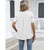 Zeagoo Womens Dressy Casual Chffon Shirts Short Sleeve V Neck Work Blouse(White)