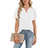 Zeagoo Womens Dressy Casual Chffon Shirts Short Sleeve V Neck Work Blouse(White)