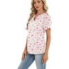 Zeagoo Womens Dressy Casual Chffon Shirts Short Sleeve V Neck Work Blouse(White Floral)