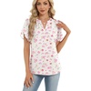 Zeagoo Womens Dressy Casual Chffon Shirts Short Sleeve V Neck Work Blouse(White Floral)