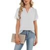 Zeagoo Womens Dressy Casual Chffon Shirts Short Sleeve V Neck Work Blouse(White Polka Dots)