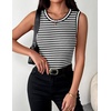 Zeagoo Womens Sleeveless Crewneck Ribbed Tank Tops Casual Basic Summer Top(A – Stripe Black White)