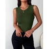 Zeagoo Womens Sleeveless Crewneck Ribbed Tank Tops Casual Basic Summer Top(Army Green)