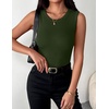 Zeagoo Womens Sleeveless Crewneck Ribbed Tank Tops Casual Basic Summer Top(Army Green)