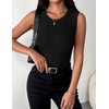 Zeagoo Womens Sleeveless Crewneck Ribbed Tank Tops Casual Basic Summer Top(Black)