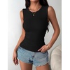 Zeagoo Womens Sleeveless Crewneck Ribbed Tank Tops Casual Basic Summer Top(Black)