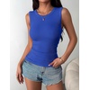 Zeagoo Womens Sleeveless Crewneck Ribbed Tank Tops Casual Basic Summer Top(Blue)