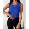 Zeagoo Womens Sleeveless Crewneck Ribbed Tank Tops Casual Basic Summer Top(Blue)