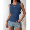 Zeagoo Womens Sleeveless Crewneck Ribbed Tank Tops Casual Basic Summer Top(Dark Blue)
