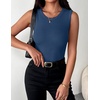 Zeagoo Womens Sleeveless Crewneck Ribbed Tank Tops Casual Basic Summer Top(Dark Blue)