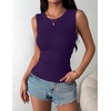Zeagoo Womens Sleeveless Crewneck Ribbed Tank Tops Casual Basic Summer Top(Dark Purple)