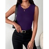 Zeagoo Womens Sleeveless Crewneck Ribbed Tank Tops Casual Basic Summer Top(Dark Purple)