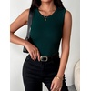 Zeagoo Womens Sleeveless Crewneck Ribbed Tank Tops Casual Basic Summer Top(Deep Green)