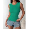 Zeagoo Womens Sleeveless Crewneck Ribbed Tank Tops Casual Basic Summer Top(Green)
