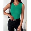 Zeagoo Womens Sleeveless Crewneck Ribbed Tank Tops Casual Basic Summer Top(Green)