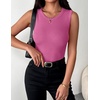 Zeagoo Womens Sleeveless Crewneck Ribbed Tank Tops Casual Basic Summer Top(Hot Pink)